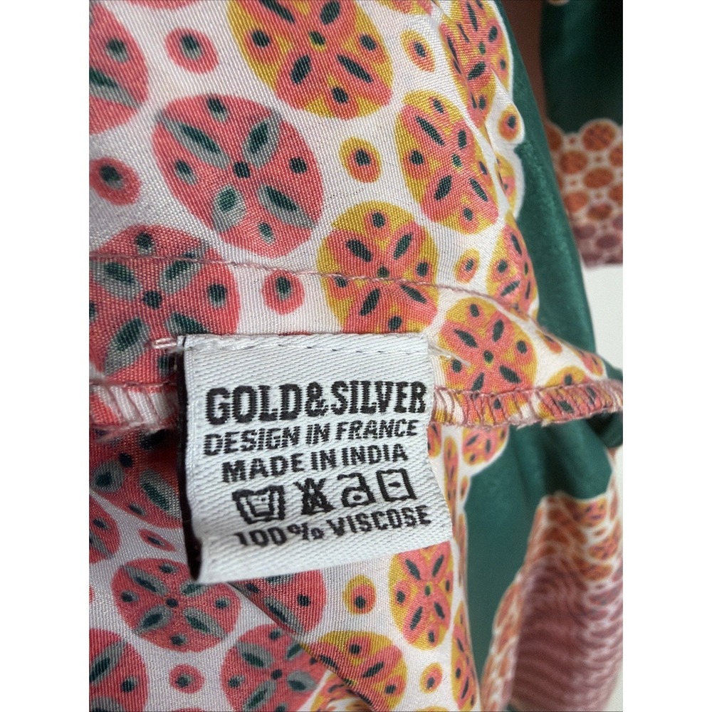 Gold & Silver Paris Long Sleeve Multicolored Geometric Print TunicMaxi Dress Sz1 - Picture 7 of 9